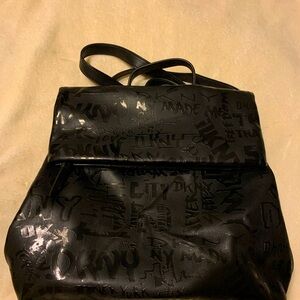 DKNY Backpack Purse.  Black Leather Graffiti